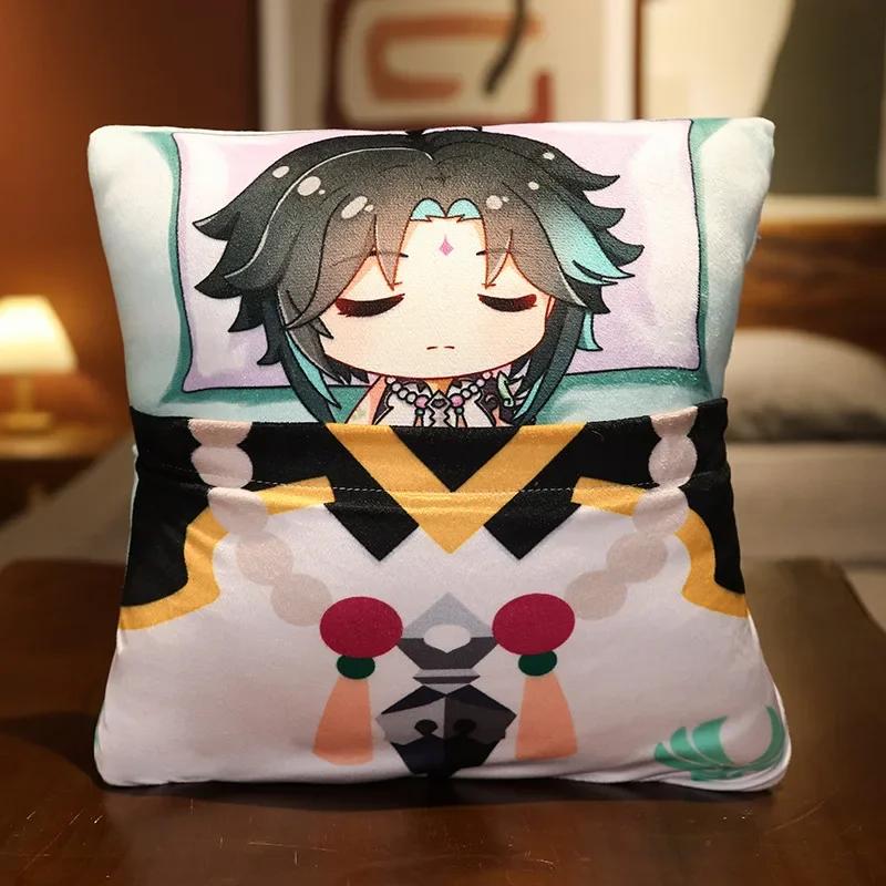 36x27cm Genshin Impact Plush Toy Kawaii throw pillow plush Tiwat Zoo Yae Miko Tartaglia Thoma Ganyu Diluc Plush Pillow Cartoon