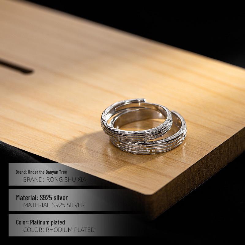 Banyan Tree S925 Sølv Parringer: Teksturert åpent design for bursdags- eller jubileumsgave