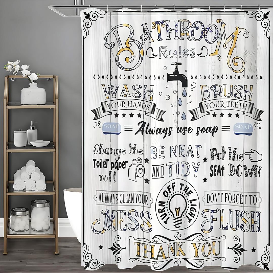 

Забавные Вдохновляющие Жизненные Цитаты Правила Туалета Простая Шторка для Душа, Декоративная Шторка для Душа для Ванной, Водонепроницаемая Шторка для Душа 90*180cm