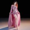 Women Belly Dance Costume Set Sequined Off Shoulder Long Sleeve Top Chiffon Split Skirt Oriental Dance Practice Outfit