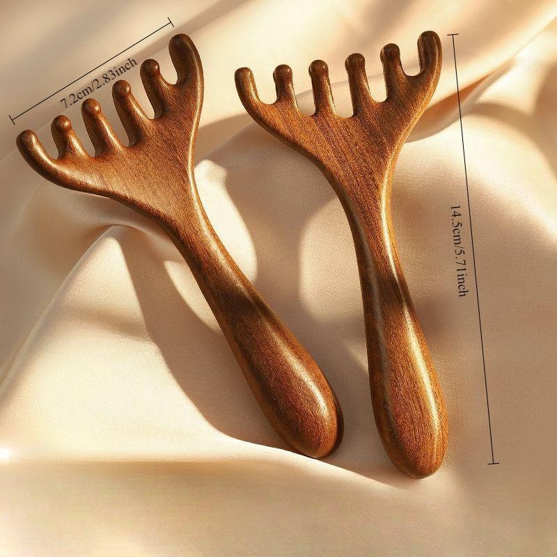 2pcs Deer Horn Massage Combs - Scalp & Neck Massager, Pressure Point Stimulation for Headache, Manual Tool for & Relaxation, Scalp Massager