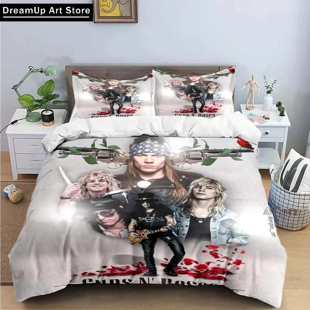 3D Print Guns N Roses GNR Band Retro Bedding Set Cute Quilt Cover Bed Cover With Pillowcase Twin Single Queen King Size Boys