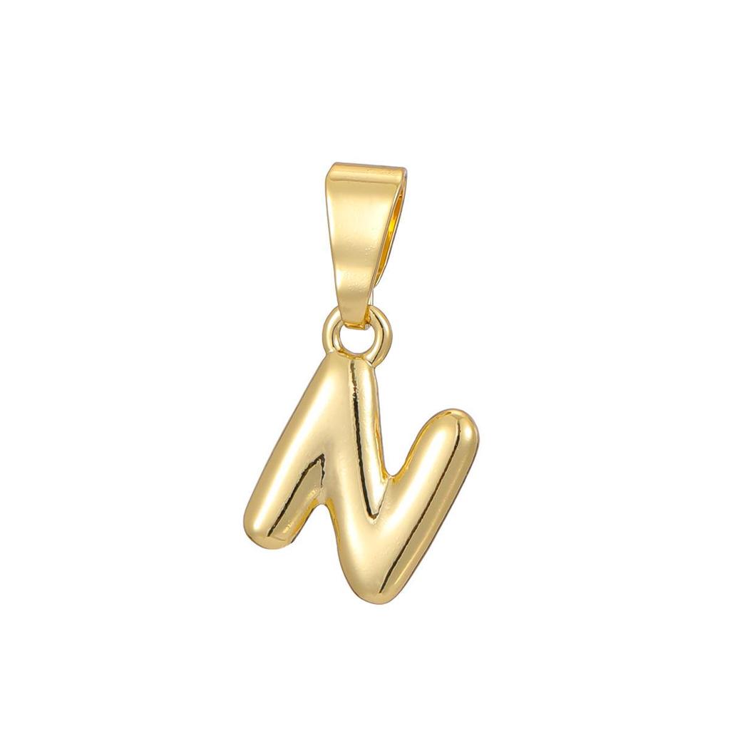 Pozłacany 18-karatowym złotem naszyjnik z mini zawieszką w kształcie litery bąbelkowej - Personalizowany 26 literami alfabetu angielskiego