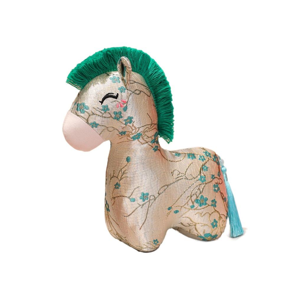 

Embroidery Flower Horse Doll Pendant Chinese Style Zodiac Pony Figurine Home Decoration 12cm Pendant зелёный
