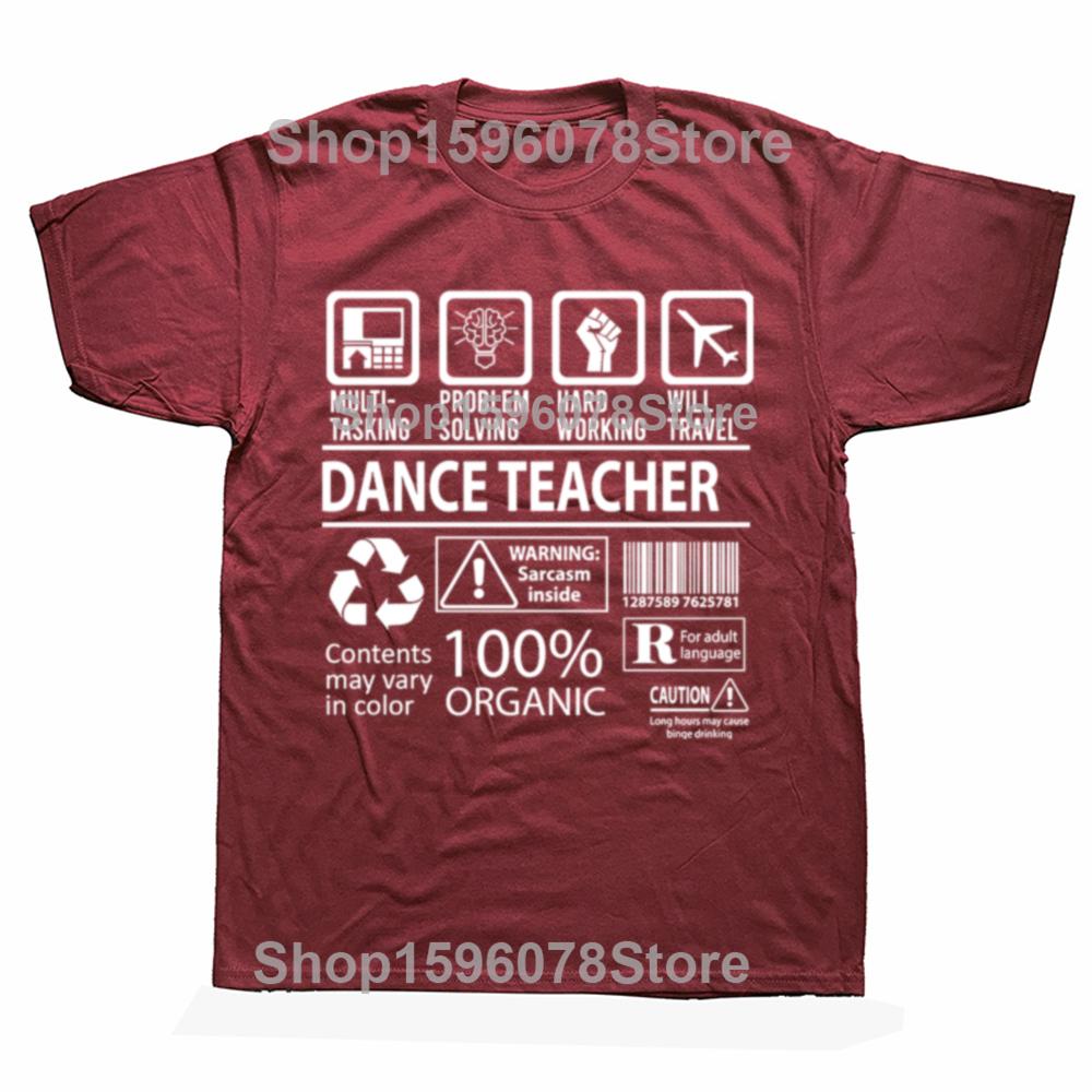 Funny Dance Teacher Multitasking Graphic T-shirts Men Women's Fashion Casual Tshirt 100% Cotton Loose Oversized T Shirt