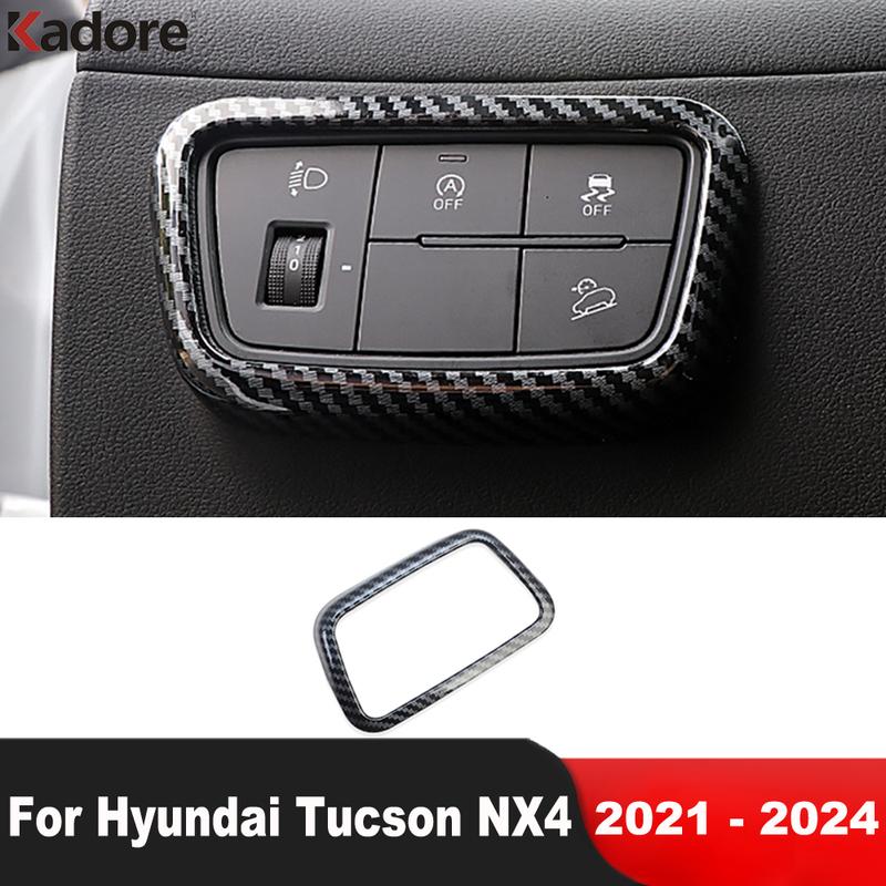 For Hyundai Tucson NX4    2024 Carbon Fiber Car Head Light Lamp Switch Button Panel Cover Trim Interior Accessories