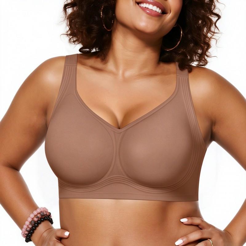 LetsJoli Womens Wireless Full Coverage Bra Comfort Push Up Seamless Plus Size Everyday