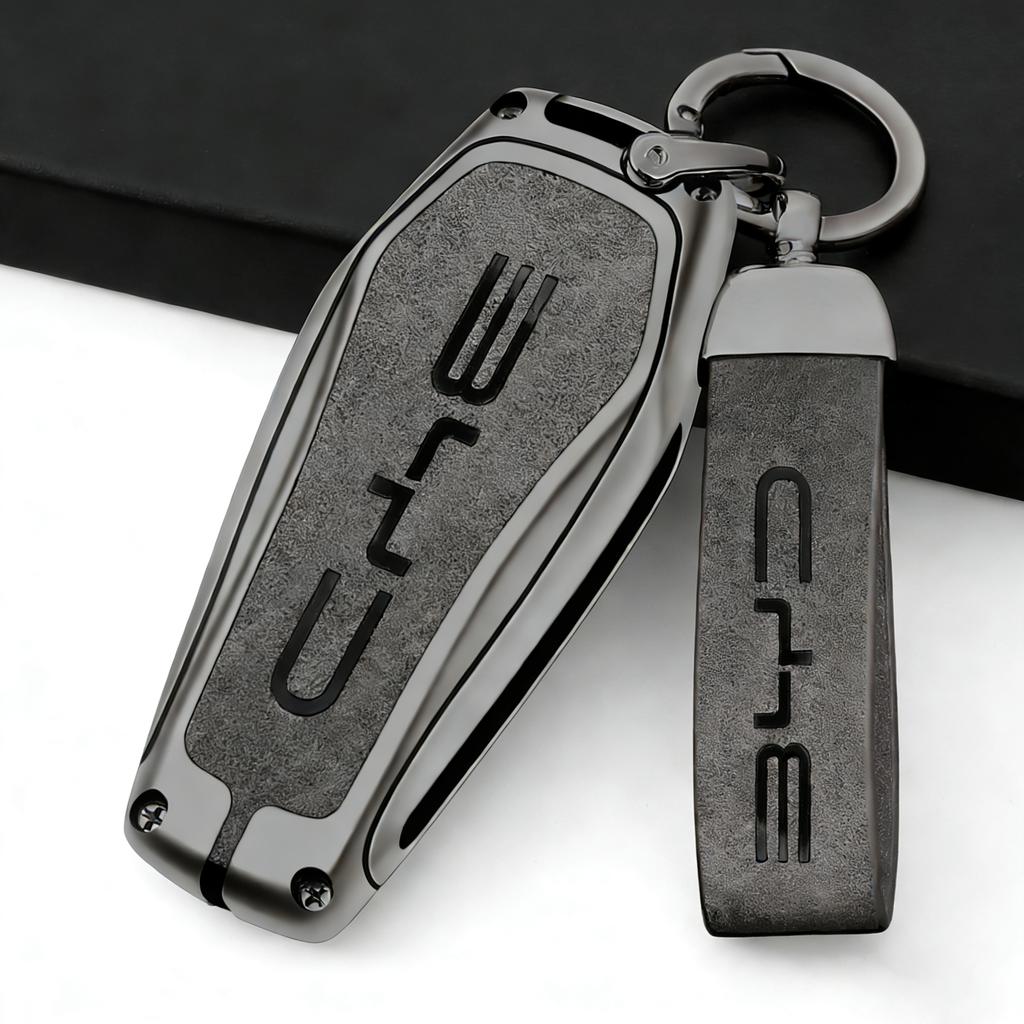 Zinc Alloy Car Key Protective Cover Box, Suitable for BYD Qin Plusdmi Atto 3 Han EV Dolphin Car Keychain Interior Accessories