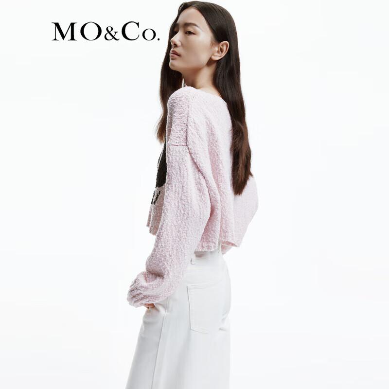 MO&Co. Rose Jacquard Knit Short Sweater