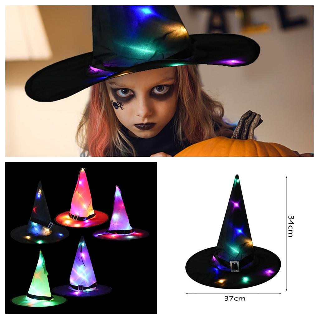5PCS Halloween Witch Hats LED String Lights Light Up Outdoor Hanging House Decor
