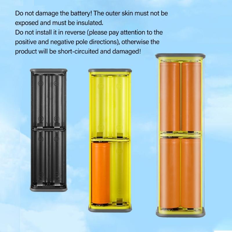 For 21700 Battery Storage Box USB C Quick INstalls Case Transparent Enclosure 4 Cell Holder Not Need Welding