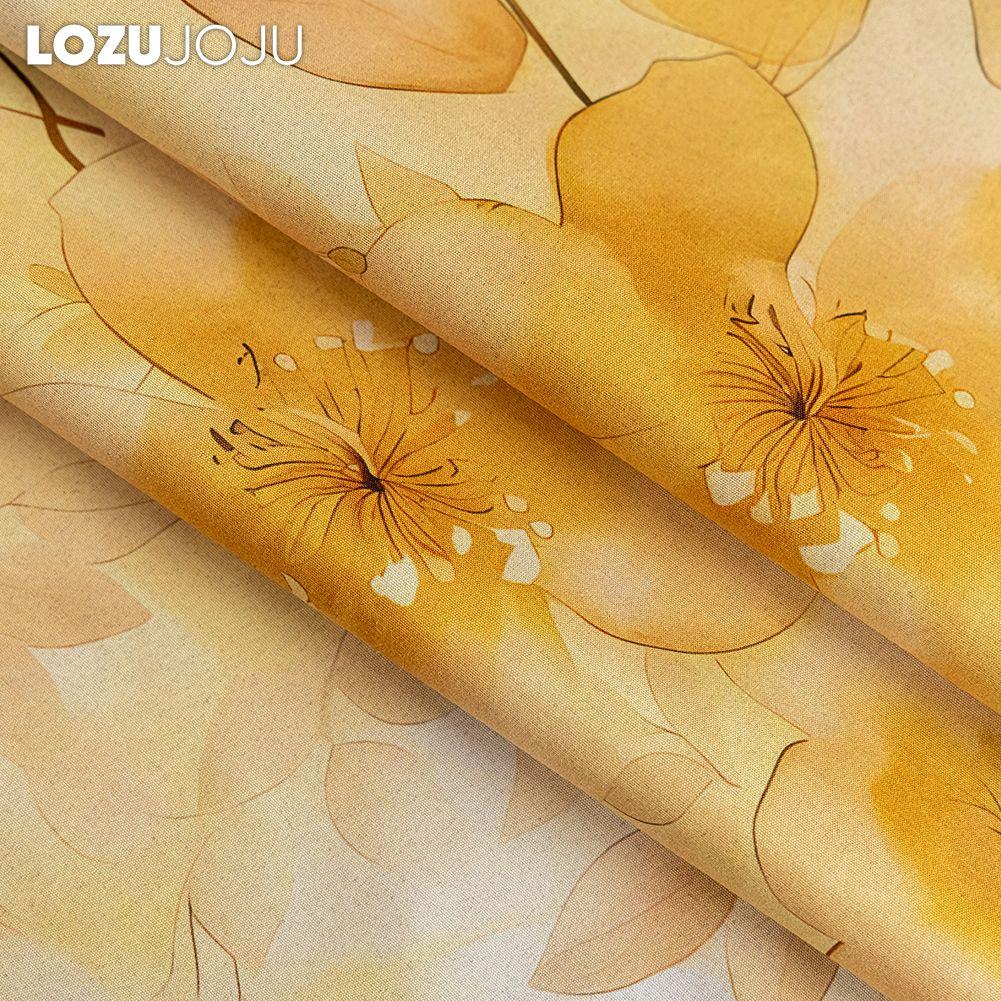 1PC LOZUJOJU Nordic Pastoral Style Yellow Printed Curtains Fully Blackout Curtain for Bedroom Living Room Balcony Window for Home Decor