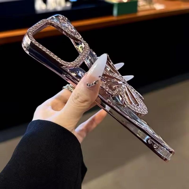 Transparent Butterfly Full Diamond Case for iPhone 17 Air 16 15 14 13 12 Pro Max Plus 17Pro Shiny Rhinestone Aesthetic Cover