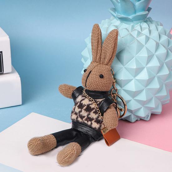 Doll Keychain Animal Design Comfortable Touch Soft Texture Not Easy To Deform Full Filling Decorate Exquisite    Keychain Bag Accessory