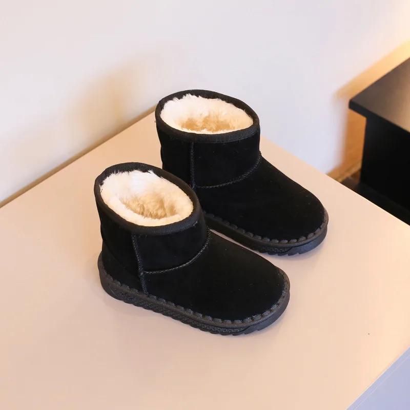 

Botas Kid Shoes Kid Snow Boots New Platform Princess Cotton Shoes with Plush Boy Ankle Boots Warm Girl Short Boots Kid Boots 25-insole15.5cm чёрный