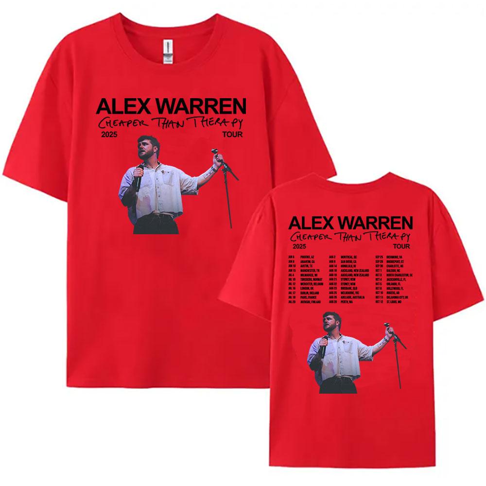 

Alex Warren Cheaper Than Therapy Tour T-shirt Women Men Clothing Summer Cotton Loose Fashion Tshirts O-neck Singer Print T Shirt XXL
