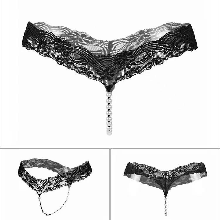 Sexy Perlen-Spitzen-String mit offenem Schritt: Transparente Verführung Unterwäsche
