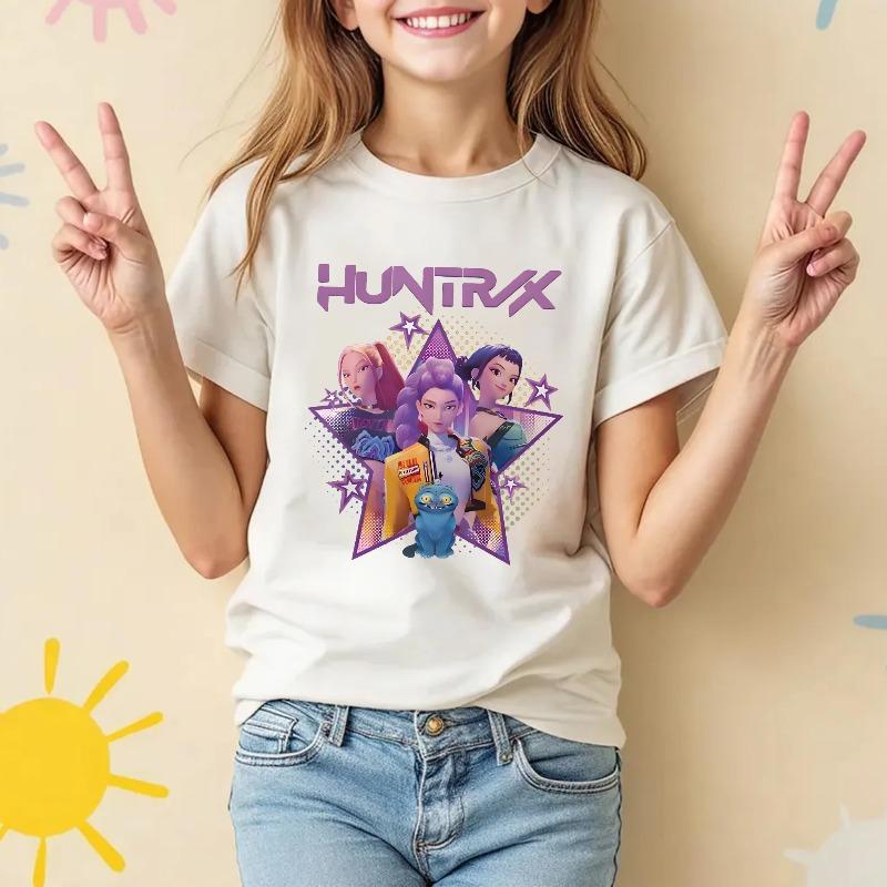 KPop Devil Hunter Cartoon Anime Cute Soft Round Neck Fashion Summer Comfortable Children's T-shirt