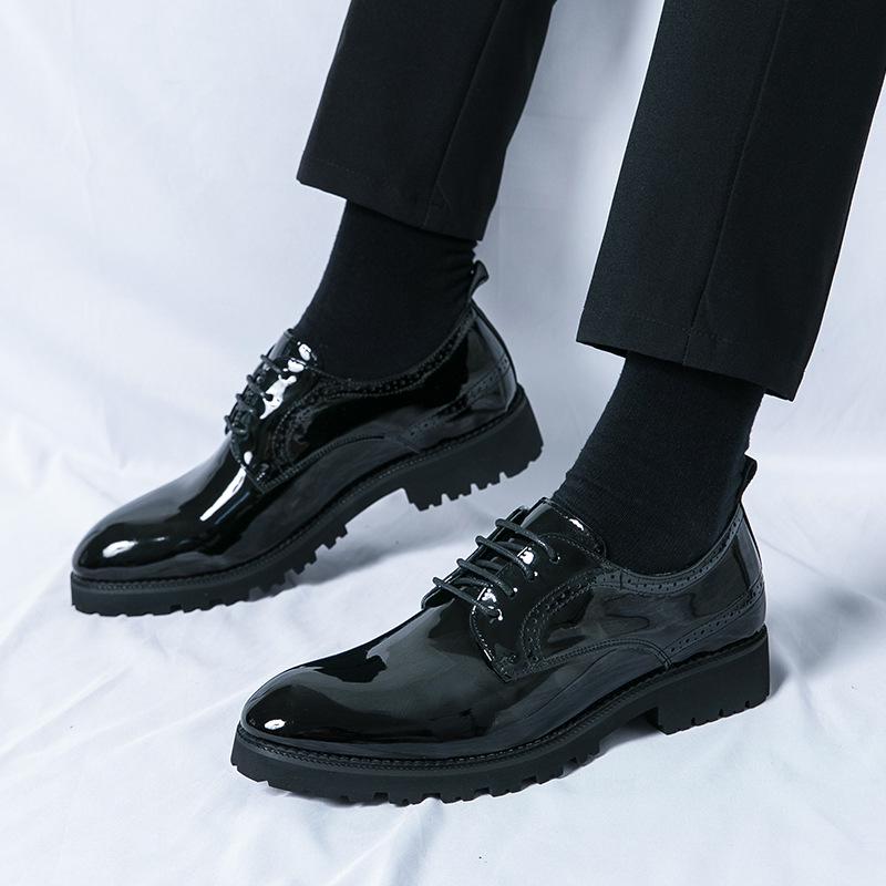 Men s 2023 Black British-Style Thick-Soled Leather Loafers and Martin Boots 40 чёрный