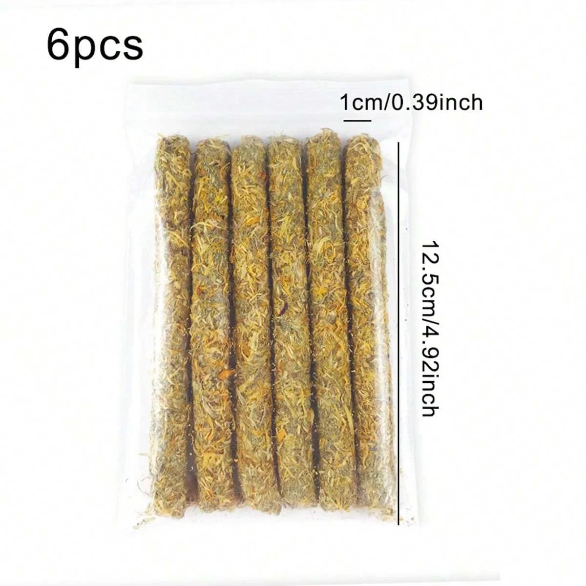 

6Pcs Rose Calendula Lavender Stick Molar Chew Toy for Rabbits Chew Sticks for Hamster Chinchilla Guinea Pig Molar Treats Snack
