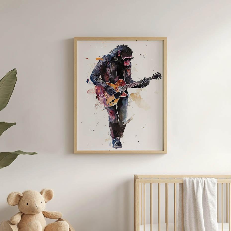 Guitar Master Poster Guitar Master Poster, 30X40 Cm, Dark Brown Wooden Frame, 230 Gsm Matte Paper