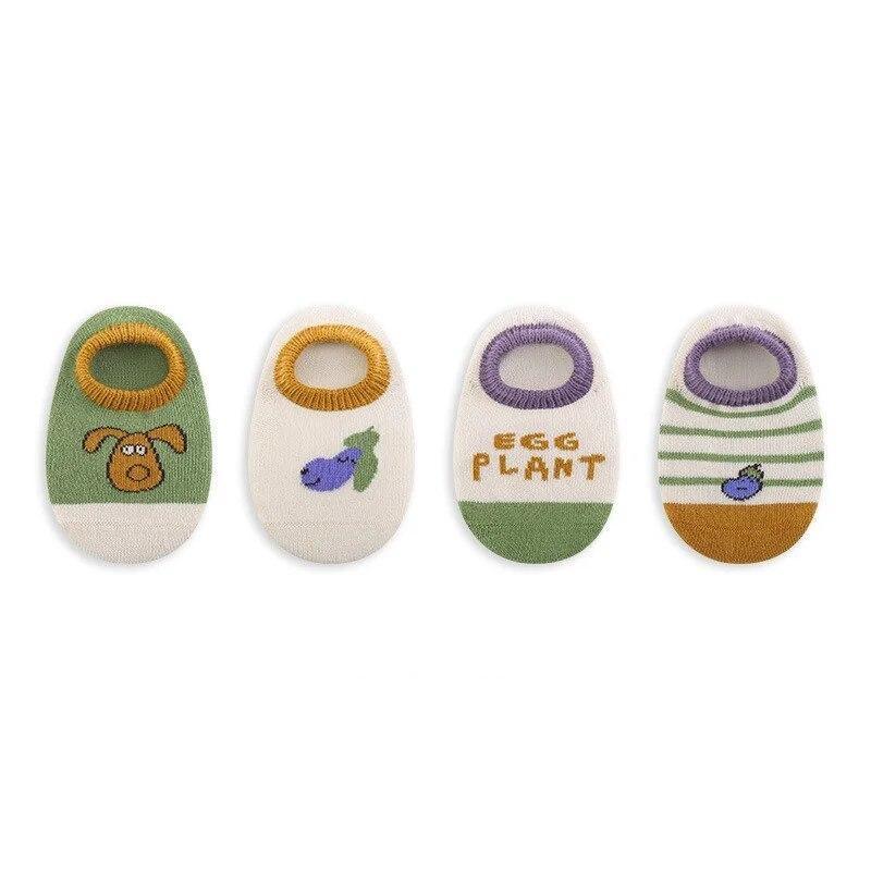 4Pairs/Set Newborn Baby Boat Socks For Girls Boys Summer Infant Girl Boy Toddler Floor Sock Anti-slip 0-4Y Children's Socks