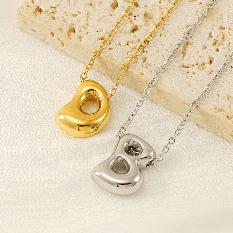 26 Initial Letter Stainless Steel Balloon Bubble Necklace for Women Personalized Jewelry Gift Wholesales