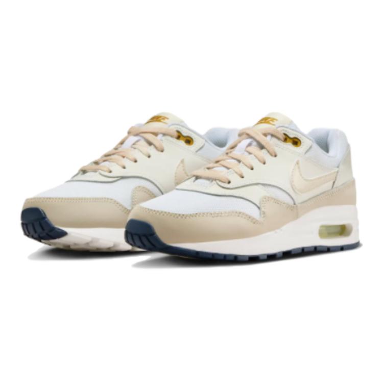 Nike Air Max 1 GS White Bronzine Kids Sneakers Barely-Volt Light-Orewood-Brown DZ3307-103