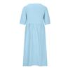 GMXIA Women's Solid Colour Loose Waist Midi Dress Cotton O-Neck Slim Dresses