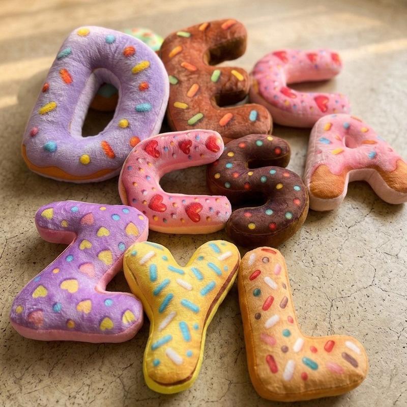 40cm Dessert Englische Buchstaben A bis Z Plüschkissen Gefüllt Bunt Ich Liebe Dich Dekokissen Rückenstütze Plüschtier Heimdeko Geschenk