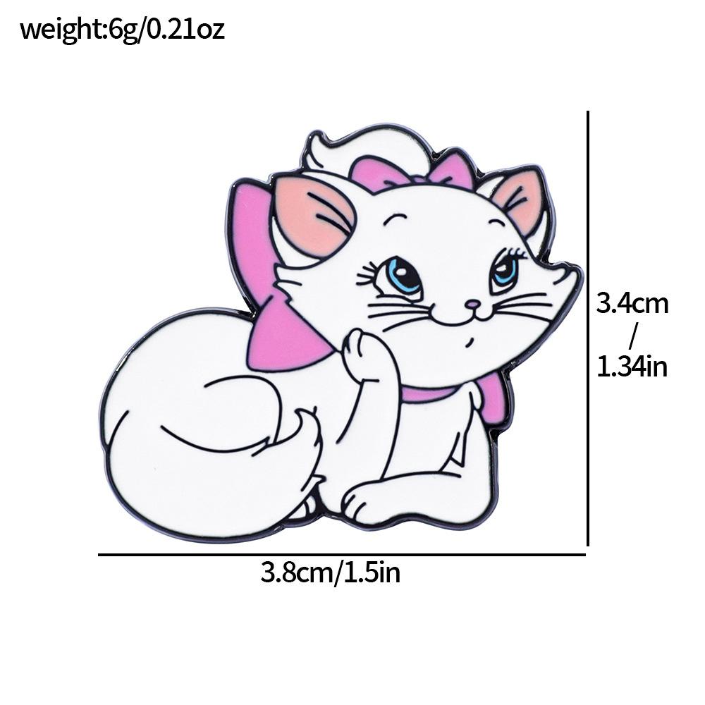 

Creative Personality Mary Cat Metal Badge White Bow Cat Alloy Oil Drop Brooch