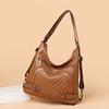 European and American Retro Women's Shoulder Bag Soft Leather Diamond Women's Armpit Bag Large Capacity Hand Tote Bag Deformation Backpack