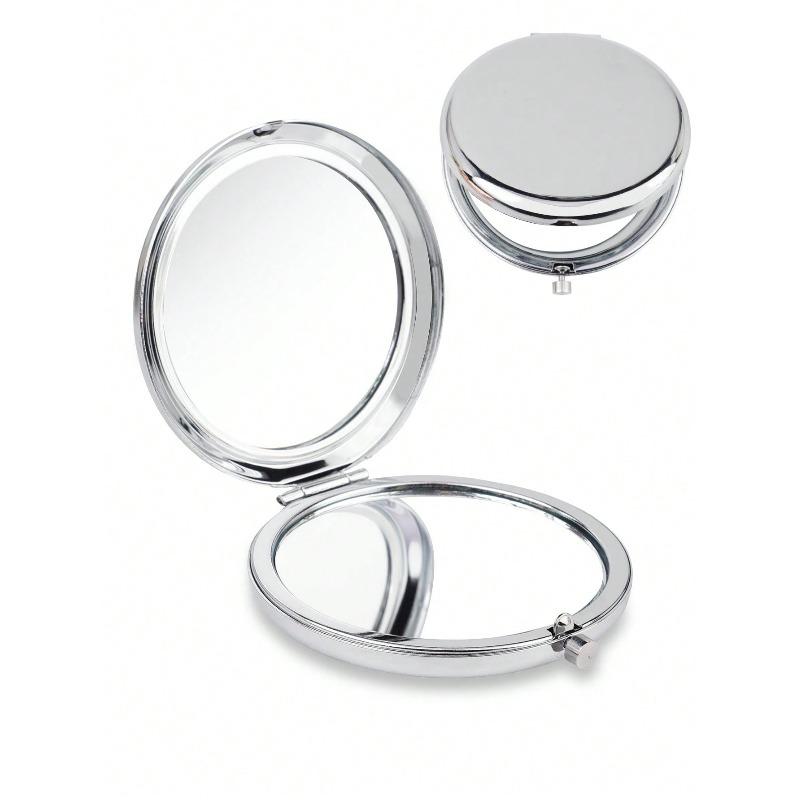 1pc Portable Double-Sided Metal Folding Mirror, High Definition Makeup Handheld Compact Mirror,Makeup Mirror Makeup Tools
