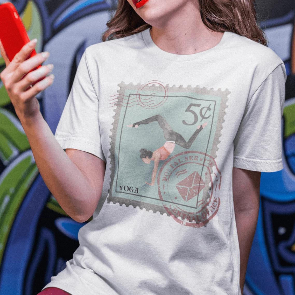 Yoga Pose T-Shirt, Yoga Post Stamp L