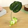 Niedliche Froschfigur Pflanzgefäß Dekoration Kleiner kletternder/liegender Frosch mit Blatt-Regenschirm Statue für Außenhof Terrasse Garten Dekor
