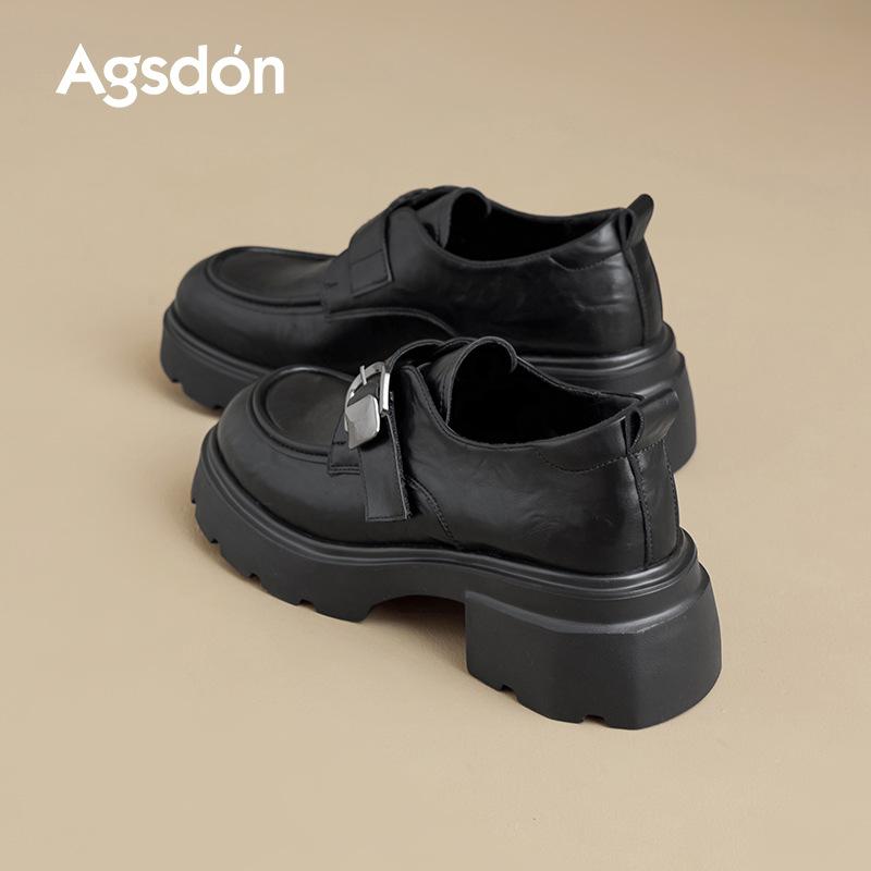 Black platform new autumn and winter small leather shoes with skirt single shoes