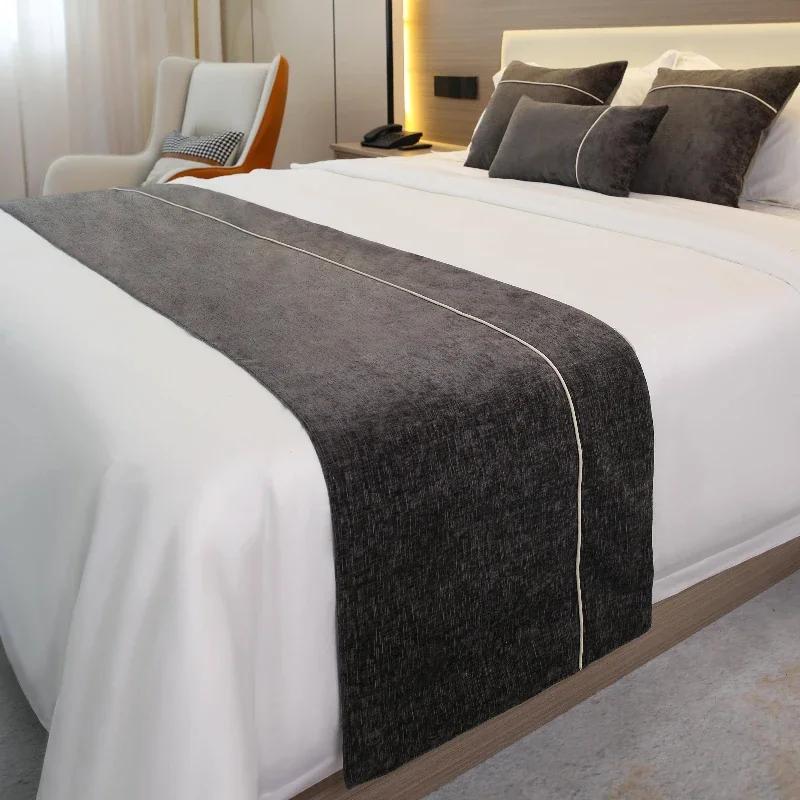 Solid color Bedspreads Bed Runner Double Layer Bed Flag Throw Bedding Single Queen King Bed Cover Towel Home Hotel Decorations