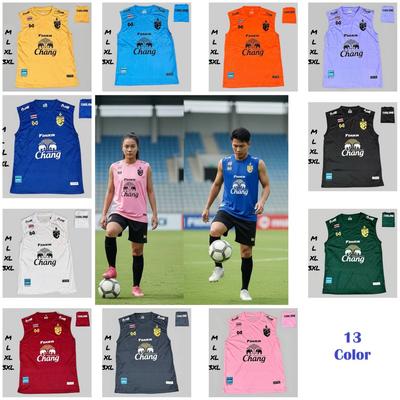 THAILAND National Football Soccer Print JERSEY Tank Top Vest Sleeveless Quick Dry Shirt Round Neck Polyester Uniform Elephant Logo Sport Outdoor