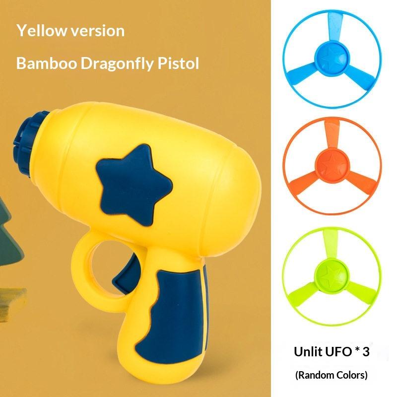 Children'S Outdoor Flying Bamboo Dragonfly Frisbee Gyro Gun Pistol Luminous Ufo Spinning Top Ejection Toy Kids Gyro Launcher