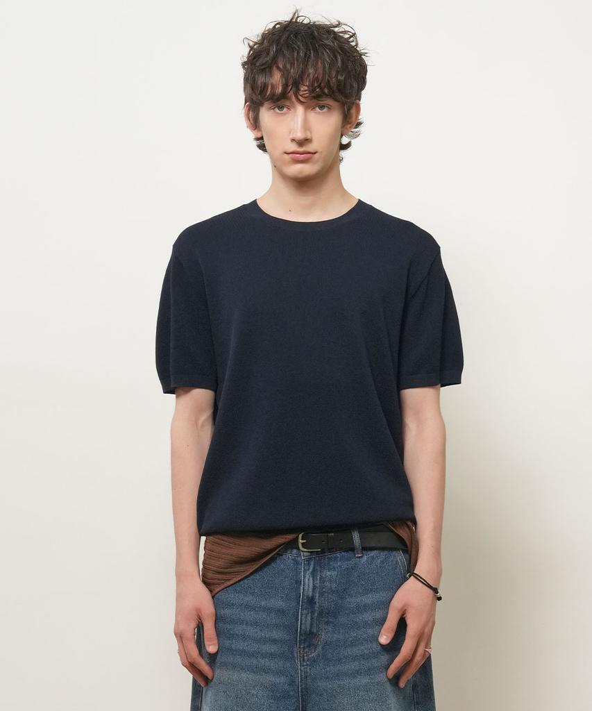 GENERALIDEA Man Temperature Cut Cool Classic Crew Neck Half Knit [Dark Navy] / Gf2Mkp022