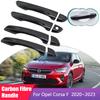 For Opel Corsa F     Carbon Fiber Outer Door Handle Cover Car Decoration Protective Accessories Styling Stickers