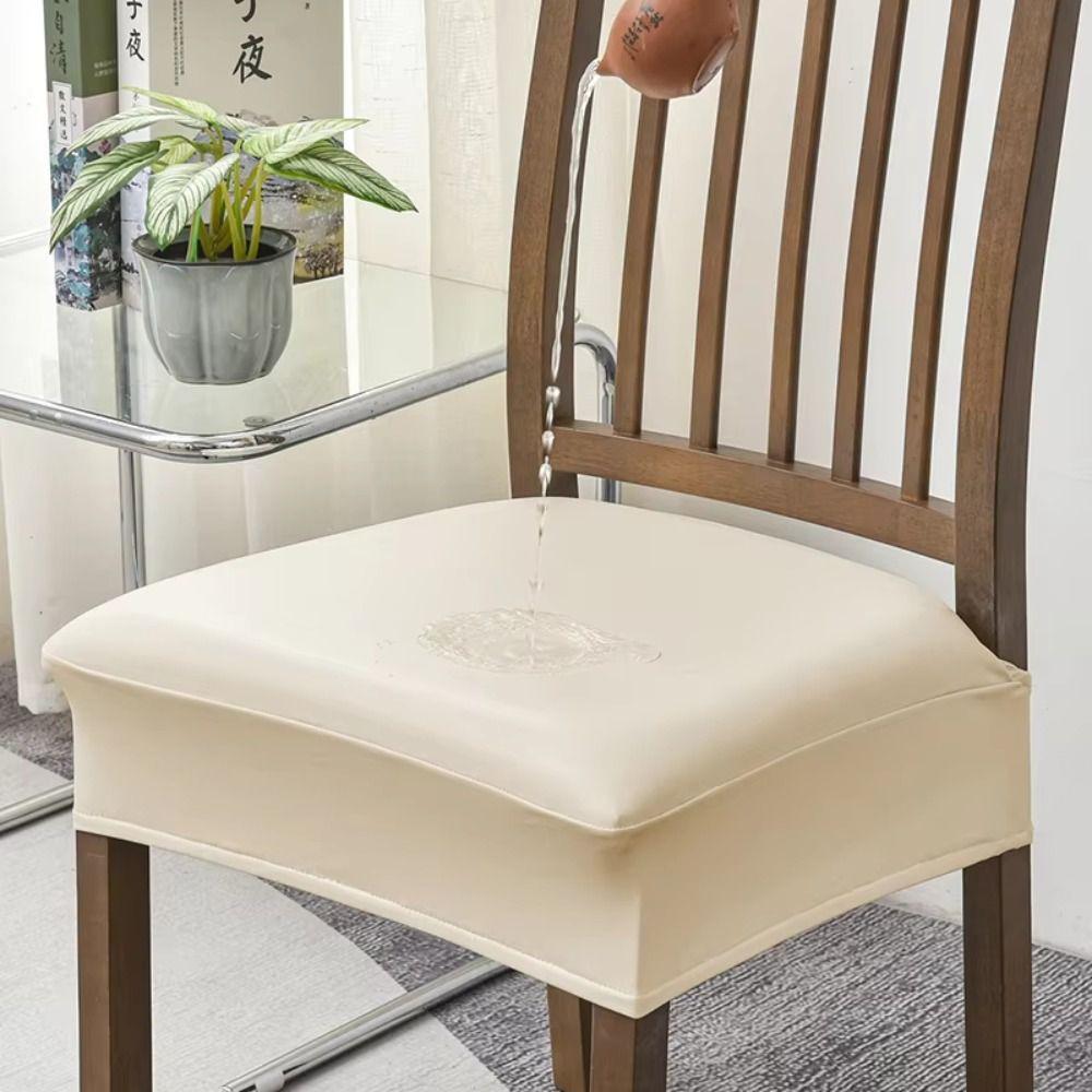 Square Shape PU Leather Chair Cover Oil-resistant Stretch Seat Cushion Cover  Dining Room