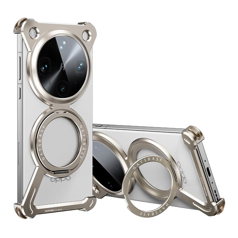 

Eary Z Shaped Phone Case for Oppo Find X8 Ultra 360° Rotate Stand for Magsafe Minimalist Metal Frame Shockproof Protector Cover aluminum