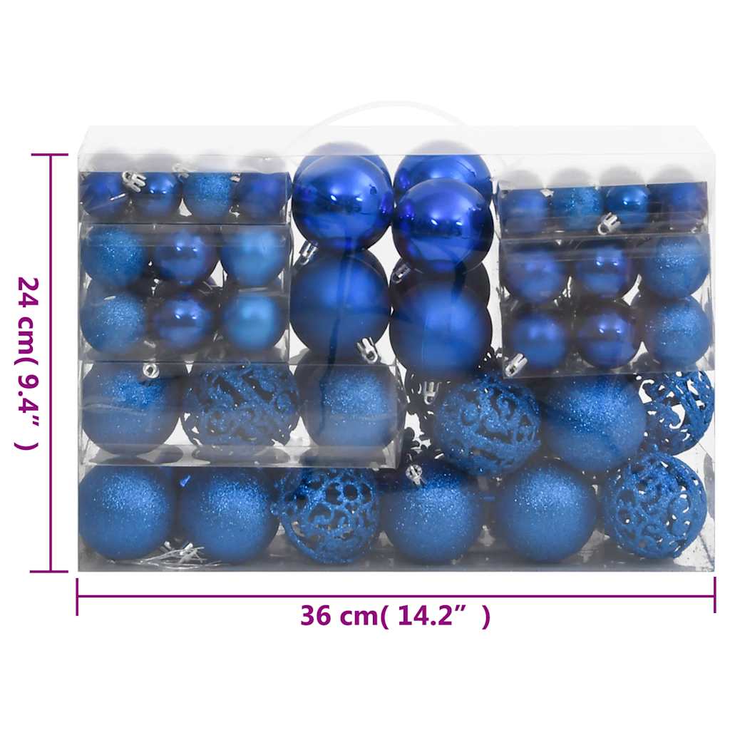 111 piece Christmas Ornament Set Blue Polystyrene
