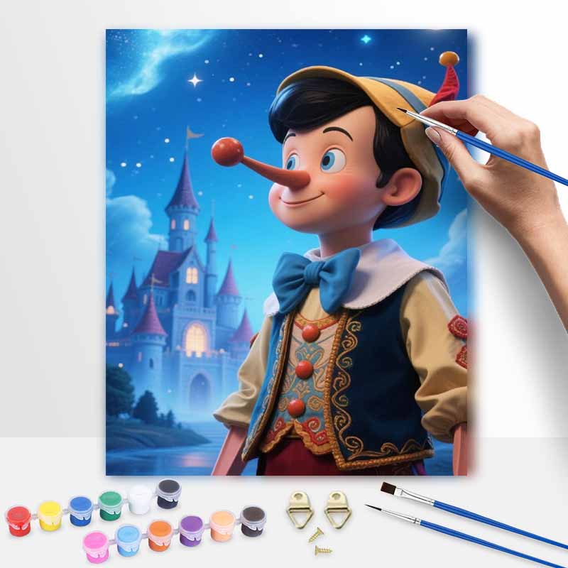 Disney digital oil painting Pinocchio fantasy castle art handmade diy gift home decoration