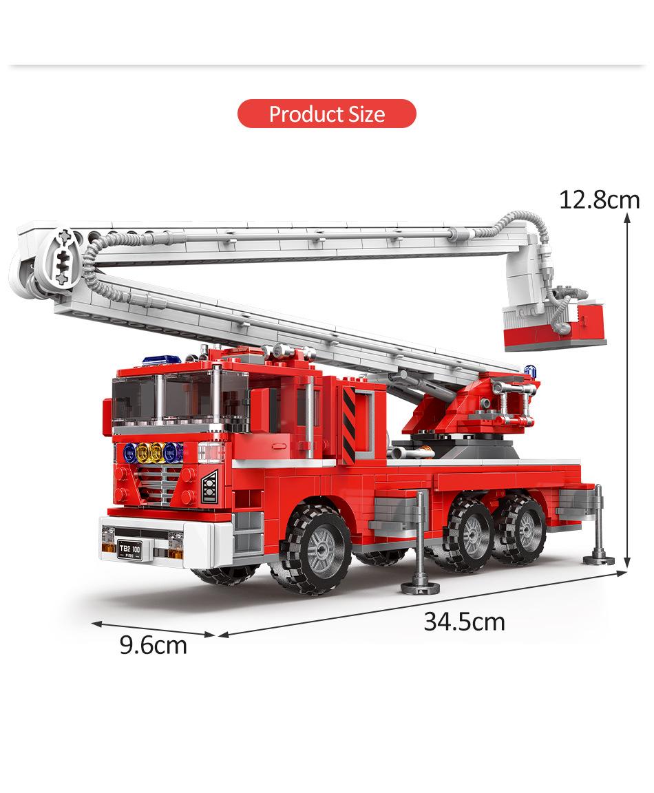 

Моделирование городского пожарного спасательного инженерного автомобиля, подвижный строительный блок, модель пожарной машины, комплект, детская собранная игрушка в подарок