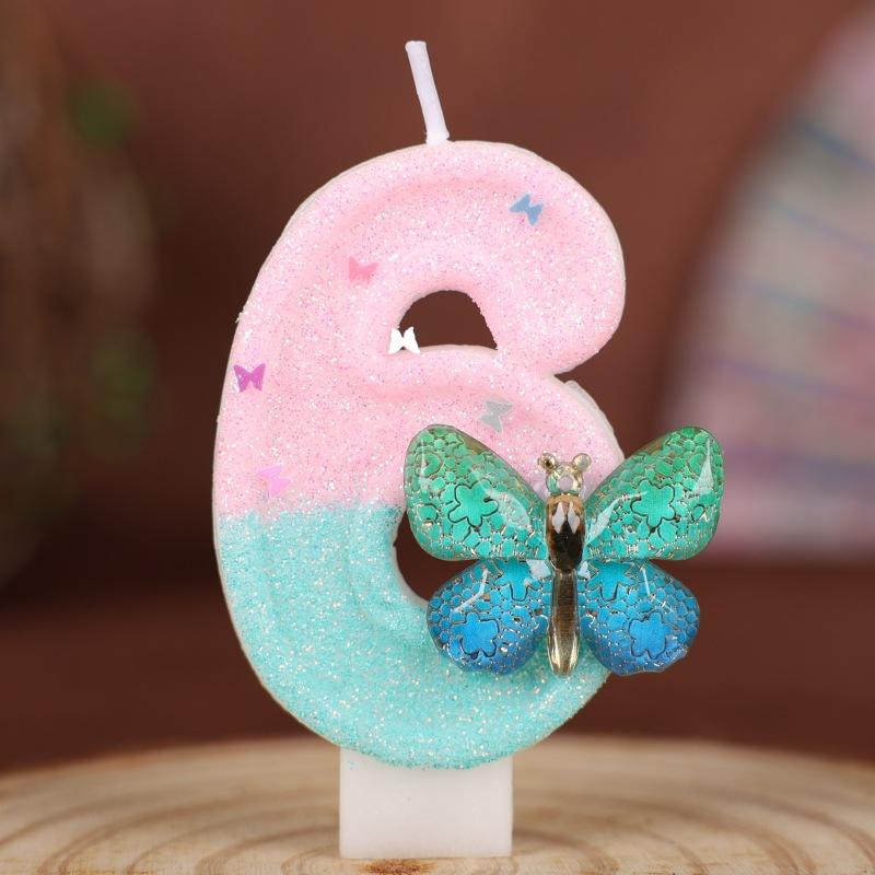 Butterfly Number Birthday Candle Cake Party Decoration Birthday Handmade Candle 0-9