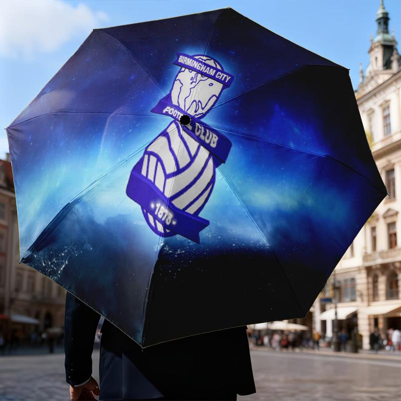 Parapluie Pliant Automatique Birmingham Football Club - Parapluie de Voyage à 8 Baleines avec Ouverture/Fermeture Automatique et Cadeaux Portables pour les vacances ou les anniversaires