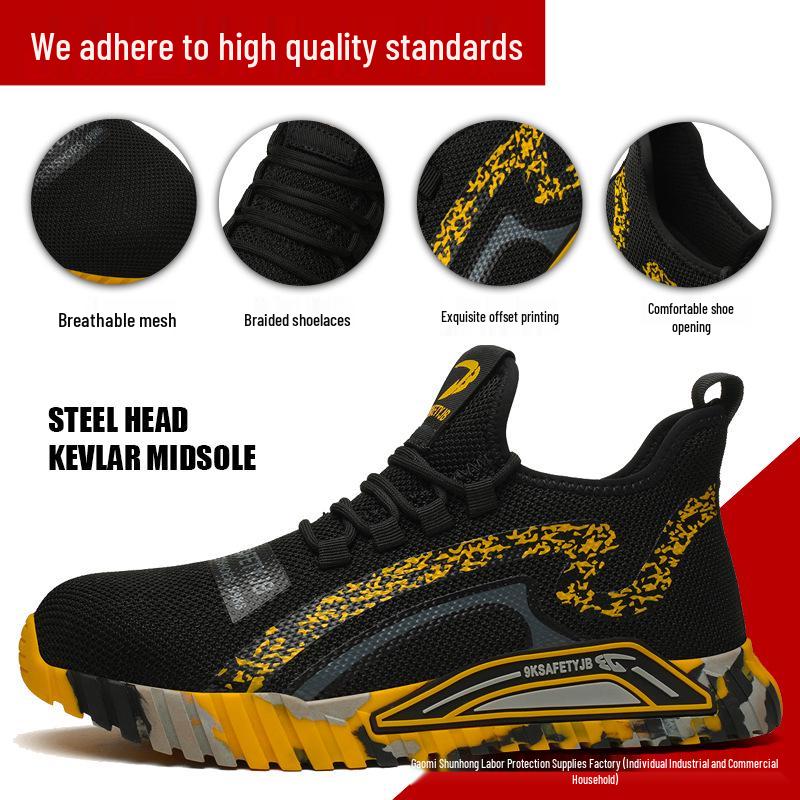 Zapatos de Seguridad para Hombre Transpirables Anti-Aplastamiento y Anti-Perforación - Calzado Resistente al Desgaste, Antideslizante, Cómodo y Protector.