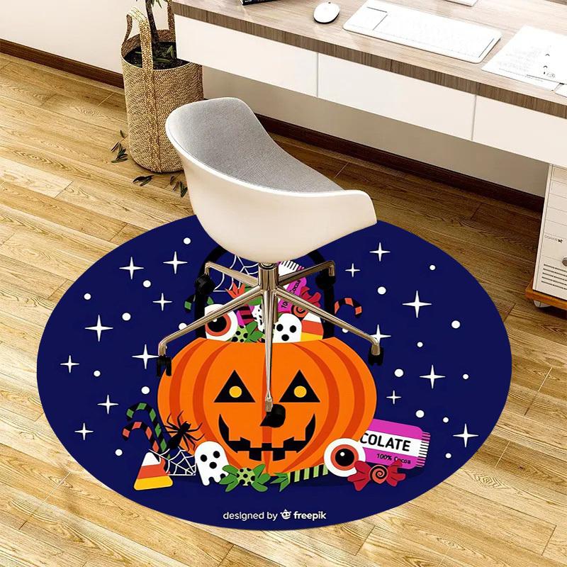 1pc Office Carpet Chair Mats Halloween pumpkin candy night stars Perfect for Decorating Office Chairs, Living Rooms, Or Bedrooms